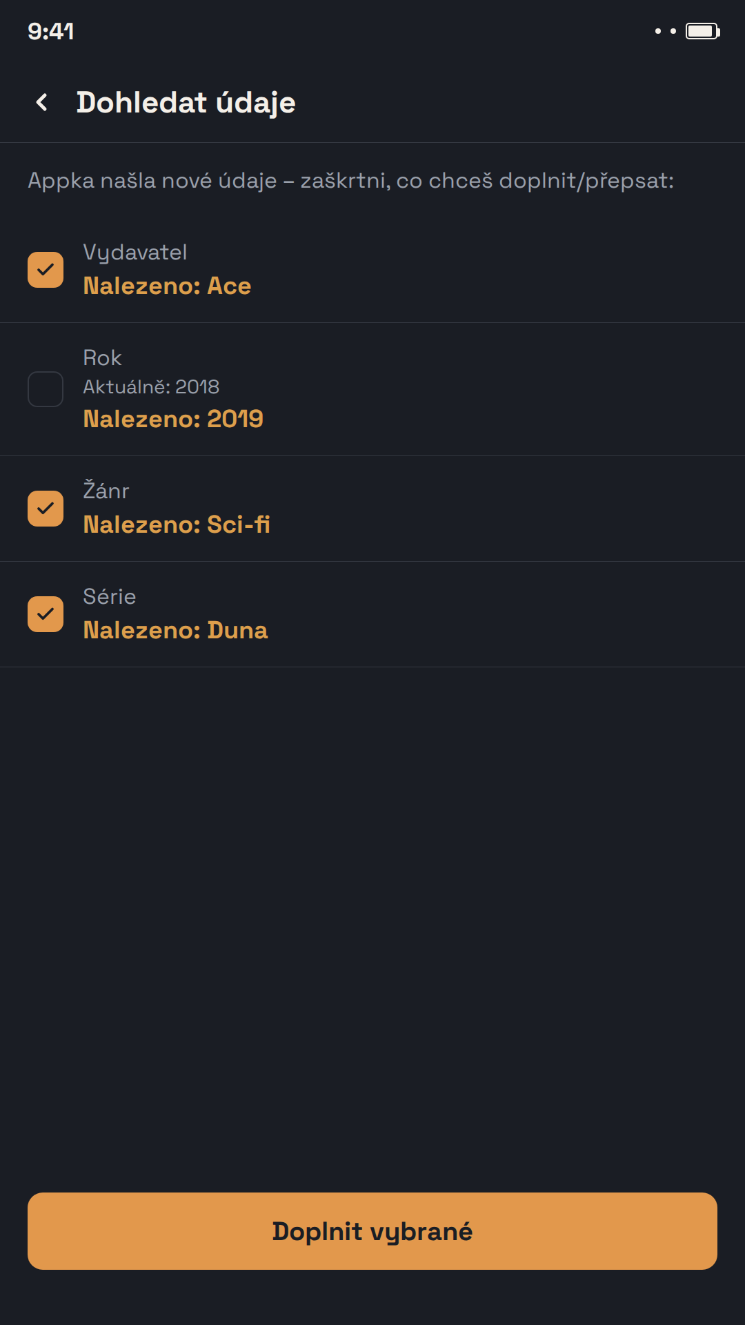Dohledání údajů o knize